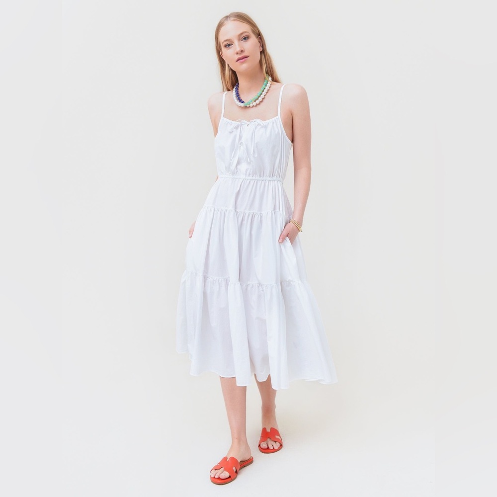 Ciao Lucia Brigida White Tie-Front Maxi Dress